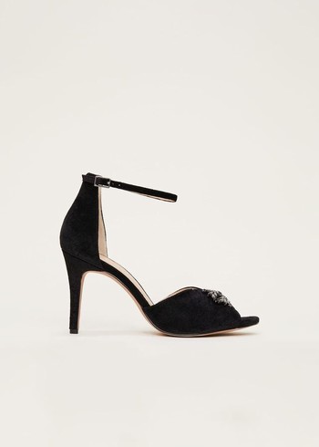 Phase Eight Jewel Front Velvet Heels Black Canada | TCUAZP-658